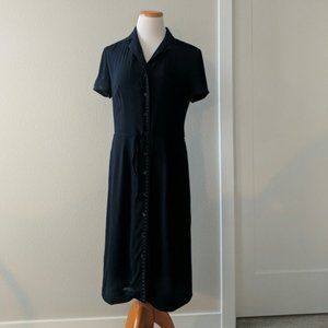 Ann Taylor Button Front Navy Dress